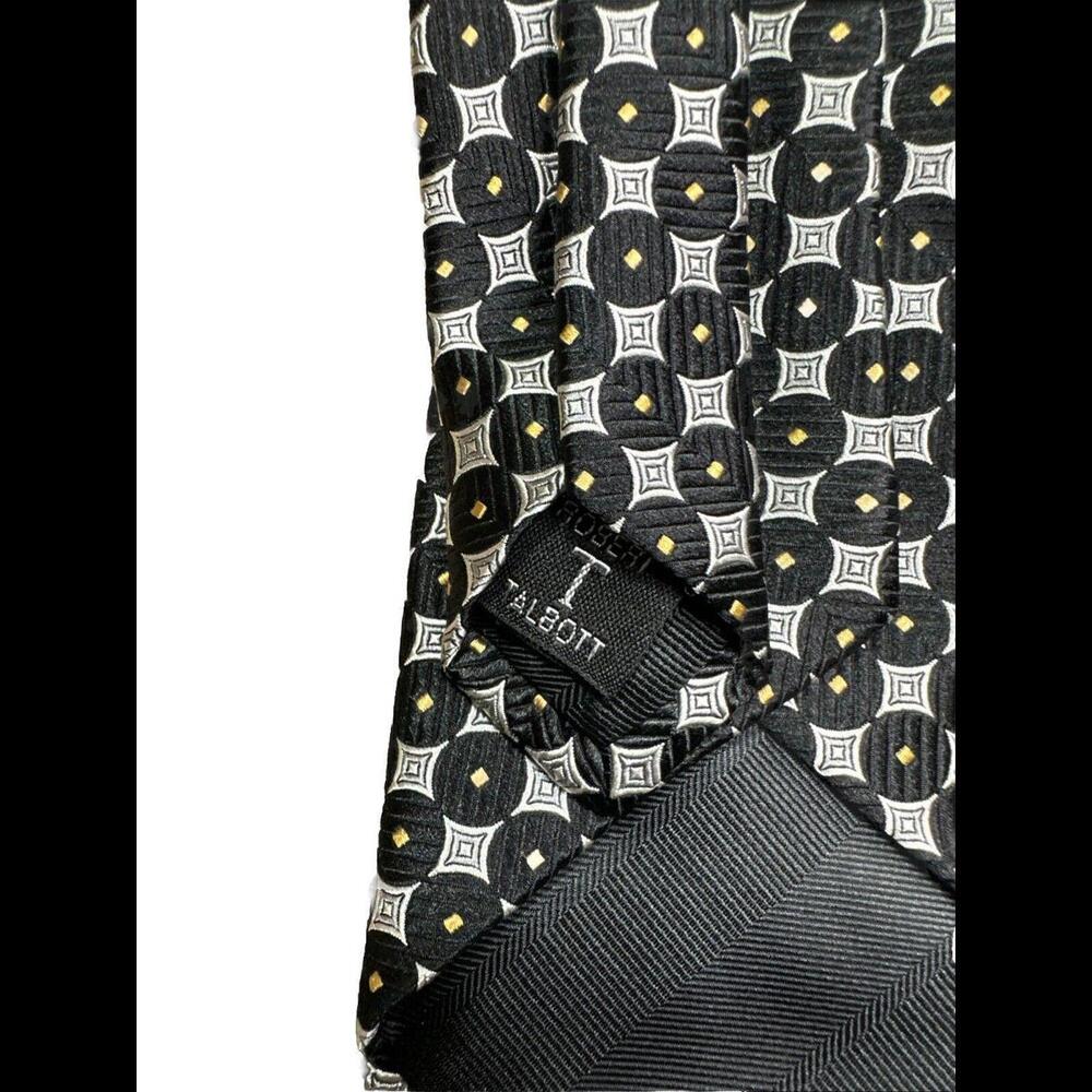 Robert Talbott Carmel Finest Silk Necktie Hand Sewn Made in USA Black Geometric - Picture 6 of 7